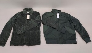 10 X MIXED JACKET LOT TO INCLUDE TOPMAN COLLARED ZIPUP JACKET IN KHAKI AND SELECTED HOMME JACKSON CORDUROY JACKET IN BLACK INC ALL IN VARIOUS SIZES