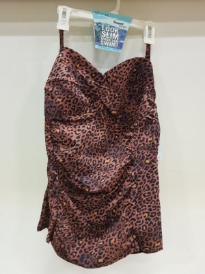 25 X BRAND NEW SPANX LEOPARD TWIST BANDEAU TANKINI SIZE XL ( RRP $34.99 ) ( TOTAL RRP $ 874.75 )