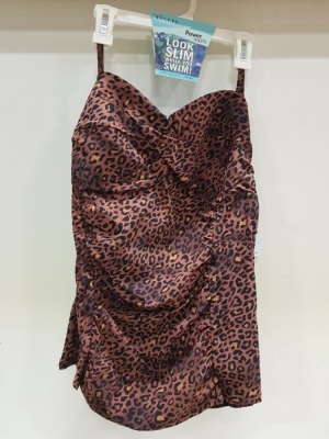 25 X BRAND NEW SPANX LEOPARD TWIST BANDEAU TANKINI SIZE XL ( RRP $34.99 ) ( TOTAL RRP $ 874.75 )