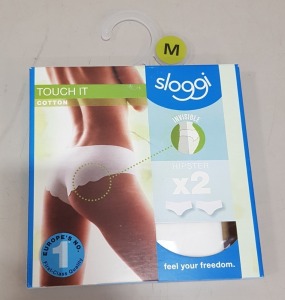 29 X PACKS OF 2 BRAND NEW SLOGGIES TOUCH IT COTTON INVISABLE HIPSTER FEMALE BOTTOMS IN SIZE S/M/L ALL IN WHITE