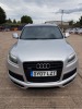 SILVER AUDI Q7 S LINE QUATTRO TDI (DIESEL) REG NO: OY07 LZT ENGINE SIZE: 2967CC FIRST REGISTERED: 12/04/2007 WITH V5, 1 KEY, 7 SEATS, ALPINE TV WITH REMOTE CONTROL. PLEASE NOTE, THIS VEHICLE HAS AN AIR SUSPENSION ELECTRICAL FAULT MILEAGE : 129,536 - 3