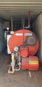 ISO CONTAINERISED BOILER COMPRISING: ROLLS ROYCE POWER COCHRAN-BORDER GAS FIRED 1360KG PER HOUR STEAM RAISING BOILER SERIAL NO. 20/1519 (1996)