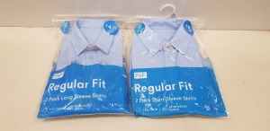 80 X BRAND NEW F&F ( PACKS OF 2) BOYS REGULAR FIT SHIRTS ALL IN VARIOUS SIZES IN LONG AND SHORT SLEEVE - IN 4 TRAYS ( TRAYS NOT INCLUDED )