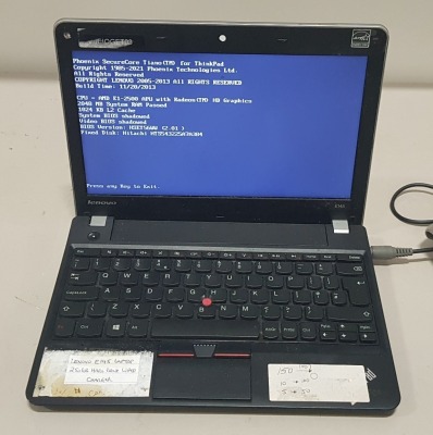 1 X LENOVO E145 LAPTOP - 250 GB - HARD DRIVE WIPED - NO OS - WITH CHARGER