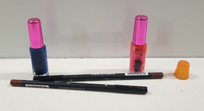 38 PIECE MIXED LOT TO CONTAIN INK NAIL ART IN DEEP BLUE AND PINK PEARL, NYX LIP PENCILS IN LPL11 EXPRESSO AND LPL17 NUTMEG