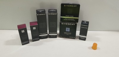 14 PIECE MIXED LOT TO CONTAIN GIVENCHY TEINT COUTURE EYERWEAR, GIVENCHY PRISME QUATUOR EYESHADOW, GIVENCHY PRISME VISAGE, GIVENCHY LE ROUGE, ETC