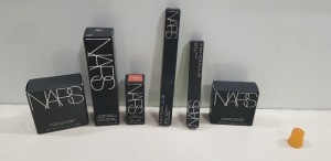 25+ PIECE MIXED NARS COSMETIC LOT TO INCLUDE, HIGH-PIGMENT LONGWEAR EYE LINER, NATURAL RADIANT LONGWEAR FOUNDATION, VARIOUS LIPSTICKS, DUEL-ITENSITY BLUSH AND ILLUMINATING LOOSE POWDER ETC.