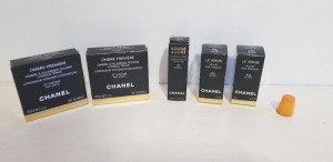 6 PIECE MIXED COSMETIC LOT TO CONTAIN CHANEL VELVET NAIL COLOUR, CHANEL LUMINOUS INTENSE LIP COLOUR, CHANEL OMBRE PREMIERE LONGWEAR POWDER EYESHADOW 30 VIBRANT VIOLET