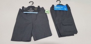 60 X BRAND NEW F&F PACK OF 2 BOYS MIXED SHORTS CONTAINING SLIM FIT SHORTS / REGULAR FIT SHORTS IN VARIOUS SIZES TO INCLUDE 3-4 YRS , 5-6 YRS , 7-8 YRS , 11-12 YRS ) AL IN GREY