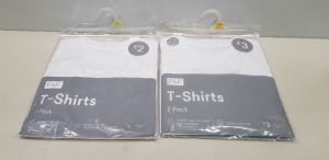 80 X BRAND NEW F&F BOYS PACK OF 2 T-SHIRTS ALL IN WHITE IN VARIOUS SIZES TO INCLUDE ( 6-7 YRS , 7-8 YRS 9-10 YRS )