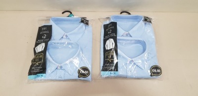 66 X BRAND NEW F&F BOYS PACK OF 2 REGULAR FIT LONG SLEEVE SHIRTS ALL IN BLUE ( ALL IN SIZE 14- 15 YRS ) - PICK LOOSE