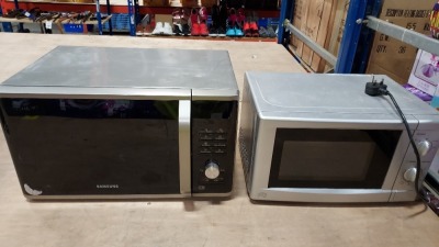 2 X MICROWAVES TO INCLUDE SAMSUNG MICROWAVE ( MODEL MS28J5215AS) 1000 W , GEORGE HOME MICROWAVE OVEN ( GMM101S-19 ) 700 W