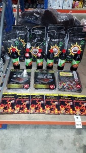 25 PIECE BARBEQUE LOT CONTAINING 8 BAGS OF CHARCOAL BRIUETS (3KG ) , 6 BOTTLES OF BARBEQUE LIGHTING FLUID , 3 X INSTAND BARBEQUES AND 7 X MULTI-PURPOSE FIRELIGHTERS ETC