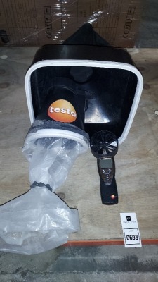 TESTO 417 MEASURING DEVICE WITH VARIOUS ACCESSORIES.