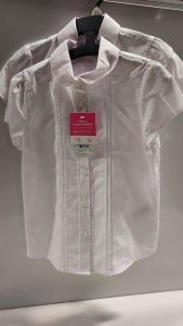 59 X BRAND NEW PACK OF 2 GIRLS EASY IRON SHIRTS - ALL IN WHITE - ALL IN VARIOUS SIZES INCLUDING ( 5-6 YRS , 6-7 YRS , 8-9 YRS , 9-10 YRS , 10 - 11 YRS ) - COME LOOSE