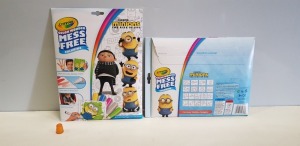 54 X BRAND NEW CRAYOLA MINIONS THE RISE OF GRU MESS FREE COLOURING PAPER & 5 MARKER PACKS - IN 3 CARTONS