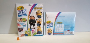 54 X BRAND NEW CRAYOLA MINIONS THE RISE OF GRU MESS FREE COLOURING PAPER & 5 MARKER PACKS - IN 3 CARTONS