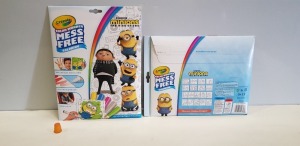 54 X BRAND NEW CRAYOLA MINIONS THE RISE OF GRU MESS FREE COLOURING PAPER & 5 MARKER PACKS - IN 3 CARTONS