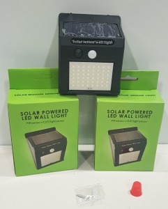 30 X BRAND NEW DREIBACH 50 LED SOLAR MOTION SENSOR LIGHTS - BOXED INDIVIDUALLY - SKU DB8571 (PICK LOOSE)