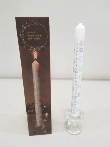 72 X BRAND NEW LAKELAND ADVENT TAPER CANDLE AND HOLDER ( SIZE 5.5CM X 29CM H - IN 3 CARTONS