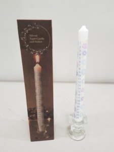 72 X BRAND NEW LAKELAND ADVENT TAPER CANDLE AND HOLDER ( SIZE 5.5CM X 29CM H - IN 3 CARTONS