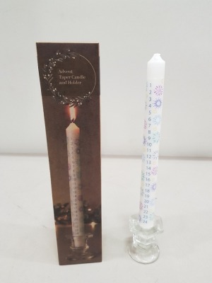 72 X BRAND NEW LAKELAND ADVENT TAPER CANDLE AND HOLDER ( SIZE 5.5CM X 29CM H - IN 3 CARTONS