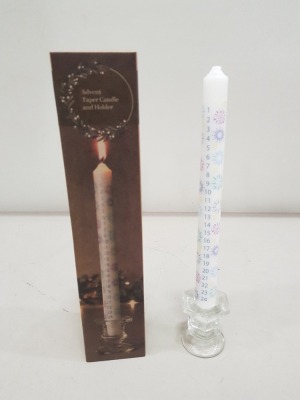 72 X BRAND NEW LAKELAND ADVENT TAPER CANDLE AND HOLDER ( SIZE 5.5CM X 29CM H - IN 3 CARTONS