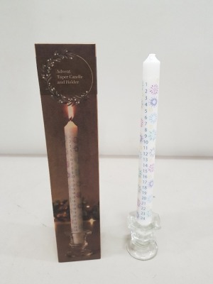 72 X BRAND NEW LAKELAND ADVENT TAPER CANDLE AND HOLDER ( SIZE 5.5CM X 29CM H - IN 3 CARTONS