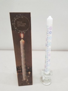 72 X BRAND NEW LAKELAND ADVENT TAPER CANDLE AND HOLDER ( SIZE 5.5CM X 29CM H - IN 3 CARTONS