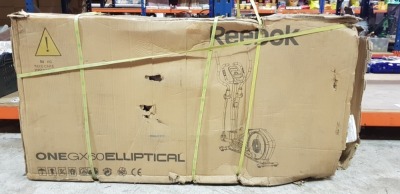 1 X BRAND NEW REEBOK ONE GX60 ELLIPTICAL CROSS TRAINER IN BLACK / BLUE - PLEASE NOTE BOX IS DAMAGED