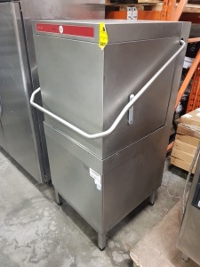 1 X HOBART STAINLESS STEEL BAR AID HOOD PASS THROUGH PULLDOWN DISHWASHER INCLUDES INTERNAL TRAY - PLEASE NOTE NO BACK PLATE ( 202 CM OPEN HEIGHT )