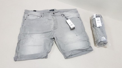 16 X BURTON MENSWEAR GREY DENIM SHORTS SIZE 44 AND 48 RRP-£25.00 PP