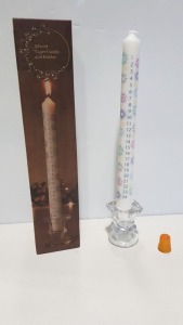 60 X BRAND NEW LAKELAND ADVENT TAPER CANDLE AND HOLDER - SIZE APPROX 5.5CM X 29 CM H - IN 2 BOXES