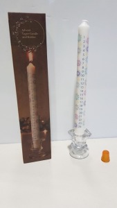 60 X BRAND NEW LAKELAND ADVENT TAPER CANDLE AND HOLDER - SIZE APPROX 5.5CM X 29 CM H - IN 2 BOXES