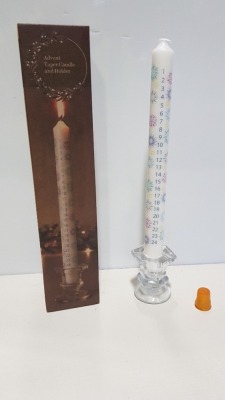 60 X BRAND NEW LAKELAND ADVENT TAPER CANDLE AND HOLDER - SIZE APPROX 5.5CM X 29 CM H - IN 2 BOXES