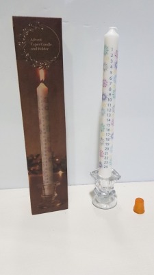 60 X BRAND NEW LAKELAND ADVENT TAPER CANDLE AND HOLDER - SIZE APPROX 5.5CM X 29 CM H - IN 2 BOXES