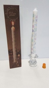 60 X BRAND NEW LAKELAND ADVENT TAPER CANDLE AND HOLDER - SIZE APPROX 5.5CM X 29 CM H - IN 1 BOX