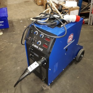 R-TECH SEMI AUTO ARC WELDER - MODEL C-MIG 315 WITH REGULATOR & LEADS (CONDITION EXCELLENT)