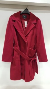 5 X BRAND NEW DOROTHY PERKINS RED LONG BUTTONED COATS WITH BELT SIZE UK 22