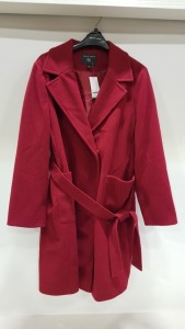 5 X BRAND NEW DOROTHY PERKINS RED LONG BUTTONED COATS WITH BELT SIZE UK 20