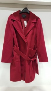 5 X BRAND NEW DOROTHY PERKINS RED LONG BUTTONED COATS WITH BELT SIZE UK 6