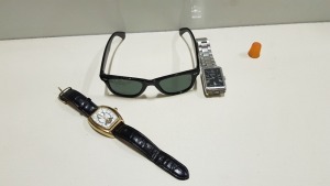 3 PC MISC LOT IE. KARL BREITNER & BOSS WATCHES PLUS A PAIR OF SUNGLASSES BRANDED WITH RAY BAN LOGO