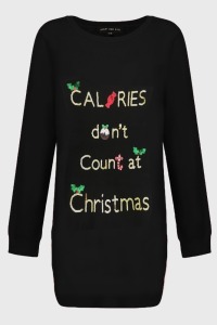 38 X BRAND NEW CALORIES DON’T COUNT AT CHRISTMAS SEQUIN JUMPERS IN BLACK SIZE UK8 -13 - UK10 -25