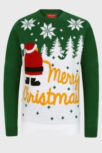 32 X BRAND NEW MIXED CLOTHING LOT CONTAINING SANTA IN THE SNOW MERRY CHRISTMAS JUMPERS IN WHITE AND GREEN SIZES S-10 - XL-10 AND SANTA TURKEY LIGHT UP CHRISTMAS JUMPERS IN DEEP SEA BLUE AND ECLIPSE BLUE SIZES S-L-XL-XXL AND JINGLE ALL THE WAY CREW NECK CH