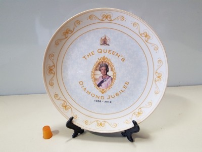 144 X THE QUEEN'S DIAMOND JUBILEE 1952-2012 PLATE WITH A DISPLAY STAND IN 18 BOXES