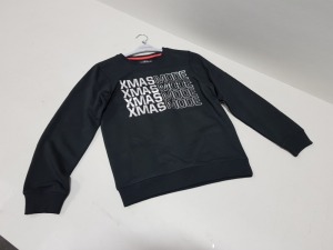 33 X BRAND NEW COOL KIDS XMAS MODE BLACK CREW NECK JUMPERS IN AGE 7 YEARS