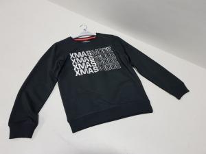 30 X BRAND NEW COOL KIDS XMAS MODE BLACK CREW NECK JUMPERS IN AGES 4,5,6 AND 7YEARS