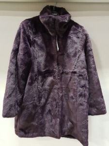 5X BRAND NEW EVANS SOFT FAUX FUR PURPLE COATS IN SIZE UK 16 RRP-£85.00 PP