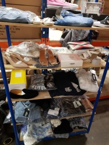 50 X BRAND NEW MIXED CLOTHING LOT CONTAINING 2 X CONVERSE BOXED SHOES, MISSGUIDED DENIM JACKET, BOO HOO MAN JOGGERS AND JUMPER, JOURNEY WEST LOAFERS ETC