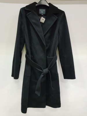 5 X BRAND NEW DOROTHY PERKINS LONG BLACK BELTED COATS IN SIZE UK 8